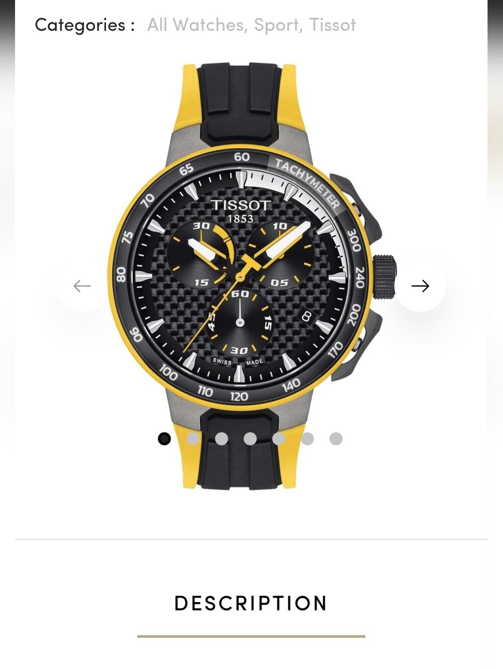 Tissot Mens T-Race Cycling Tour De France 2020- Like New